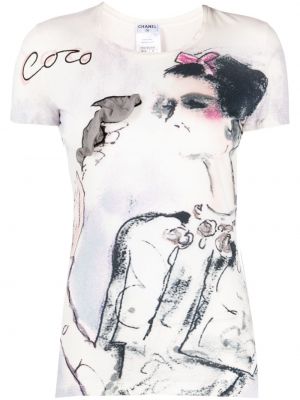 T-shirt di cotone con stampa Chanel Pre-owned