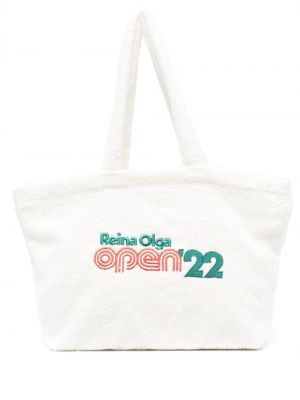 Шопинг чанта бродирани Reina Olga бяло