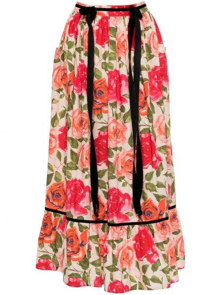 Suknja s cvjetnim printom s printom Batsheva ružičasta