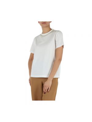 Camiseta con cuentas de algodón Fabiana Filippi blanco