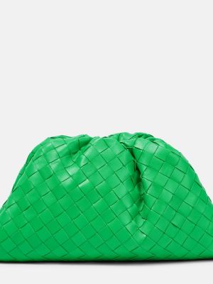 Kožna clutch torbica Bottega Veneta zelena