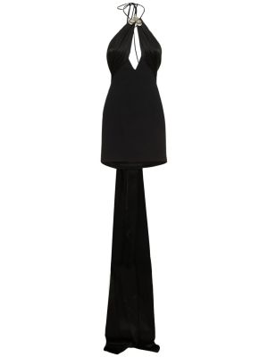Satynowa sukienka mini w kwiatki David Koma czarna