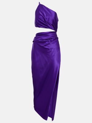 Vestido midi de seda asimétrico The Sei violeta