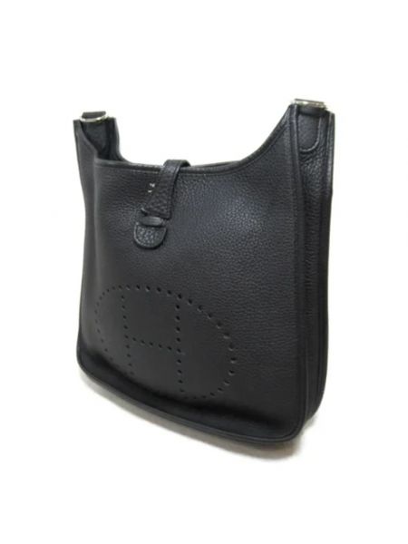 Bolsa de hombro de cuero retro Hermès Vintage negro