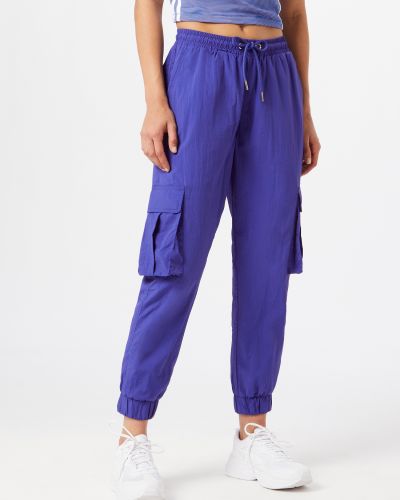 Pantaloni cargo cu talie înaltă din nailon Urban Classics albastru