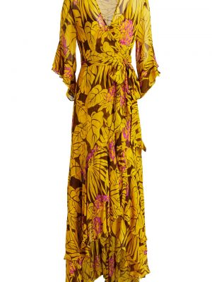 Žluté šifonové šaty ke kolenům s potiskem Diane Von Furstenberg