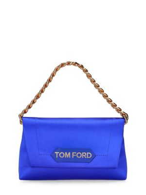 Satynowy naszyjnik skórzany Tom Ford niebieski