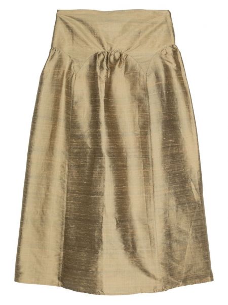 Jedwabna spódnica z niską talią wełniana Paloma Wool złota