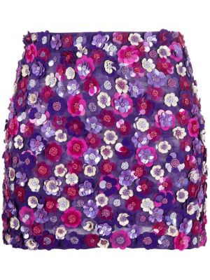 Gėlėtas prigludęs sijonas su blizgučiais P.a.r.o.s.h. violetinė