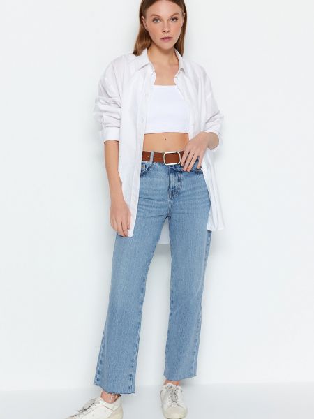 Straight fit džíny s vysokým pasem Trendyol