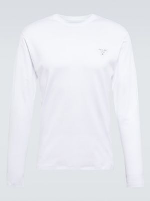 Kokvilnas krekls džersija Prada balts