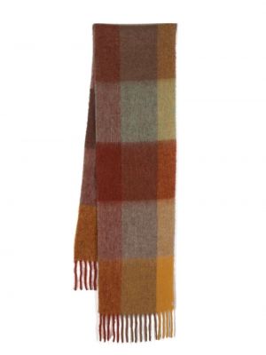 Kockovaný šál so strapcami Woolrich hnedá