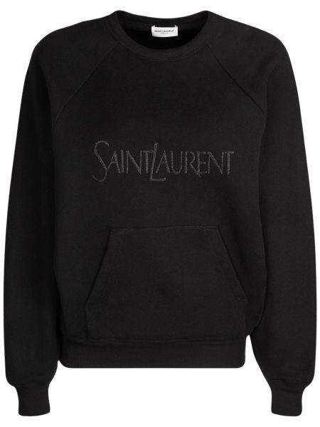 Bomull brodert sweatshirt Saint Laurent svart