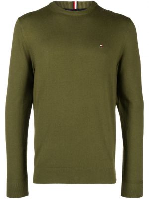 Haftowany sweter bawełniany Tommy Hilfiger zielony