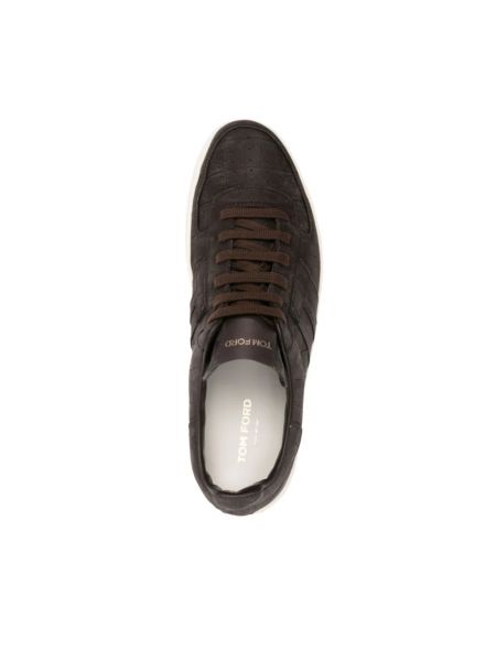 Sneakersy skórzane Tom Ford brązowe