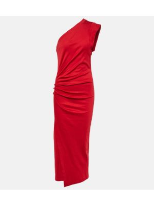 Vestido midi de algodón con volantes Isabel Marant rojo