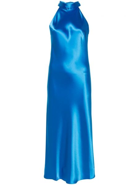 Saténové koktejlové šaty Galvan London modré