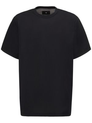 Kokvilnas t-krekls ar īsām piedurknēm Y-3 melns
