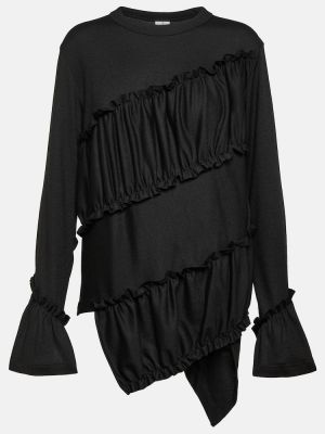 Asymetrický vlněný svetr s volány Noir Kei Ninomiya černý
