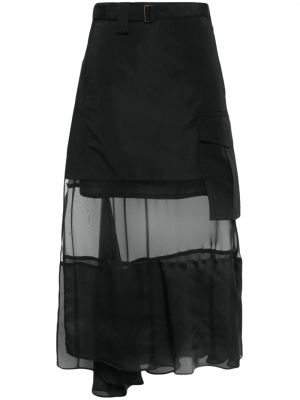 Asymetrická midi sukňa Sacai čierna