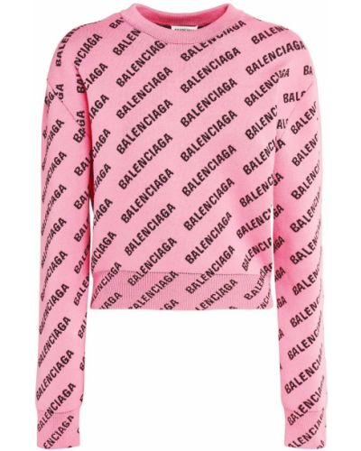 Памучен пуловер Balenciaga розово