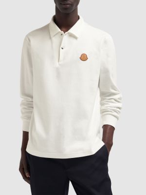 Pamučna polo majica sa dugačkim rukavima Moncler bijela
