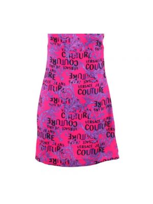 Sukienka mini z nadrukiem z krepy Versace Jeans Couture fioletowa