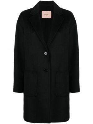 Vlněný kabát Twinset černý