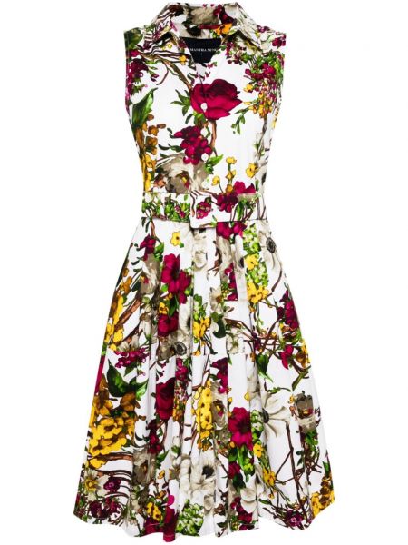 Virágos egyenes ruha nyomtatás Samantha Sung fehér