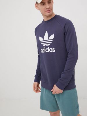 Bluza bawełniana z nadrukiem Adidas Originals fioletowa