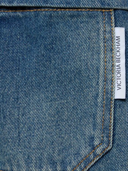 Oversize памучна дънкова риза Victoria Beckham синьо