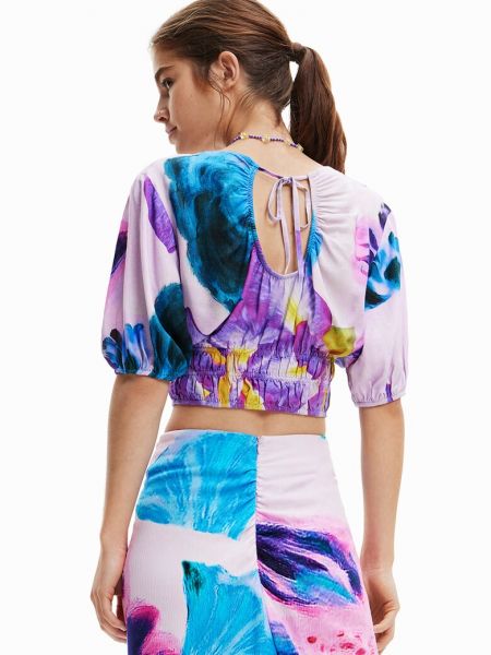 Блузка в цветочек с принтом Desigual фиолетовая