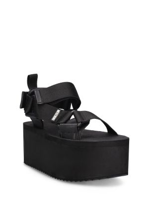 Sandales en nylon à talons compensés Moschino noir