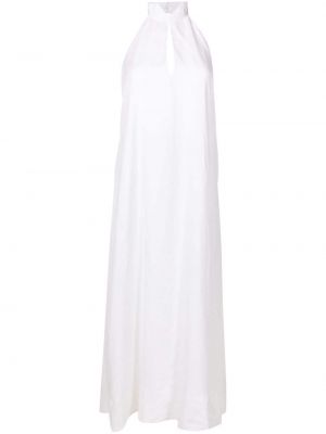 Ľanové dlouhé šaty Osklen biela