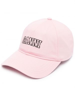 Cappello con visiera ricamato Ganni rosa
