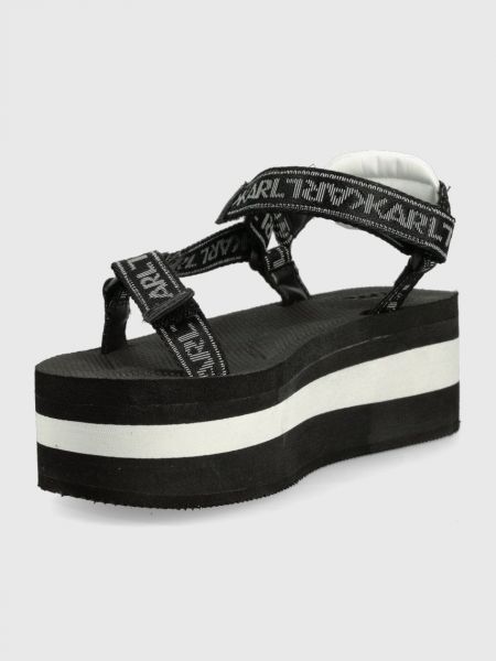 Sandály na platformě na klínovém podpatku Karl Lagerfeld černé