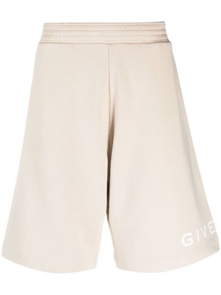 Pamučne bermuda kratke hlače s printom Givenchy bež