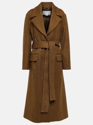 Коричневое шерстяное пальто Victoria Beckham