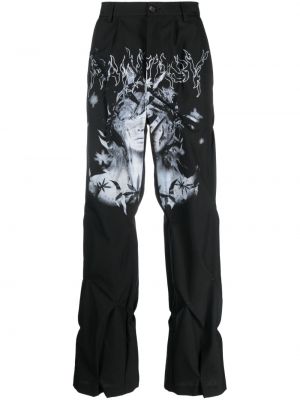 Pantaloni cu imagine plisate Kusikohc negru