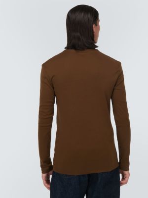 Jersey cuello alto de algodón con cuello alto de tela jersey Lemaire marrón