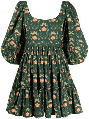 Květinové mini šaty s potiskem Agua By Agua Bendita zelené