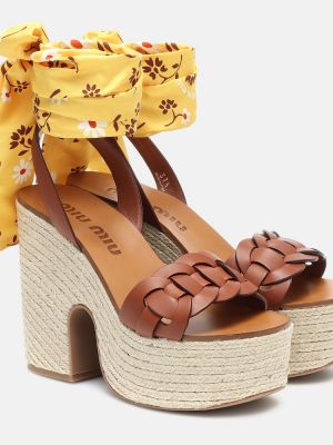 Sandale din piele cu platformă Miu Miu