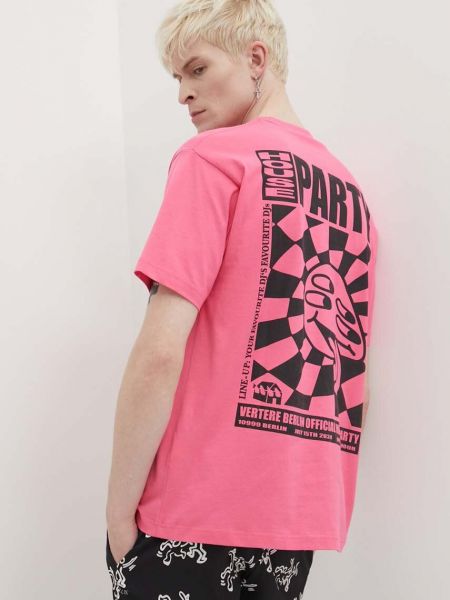 Koszulka bawełniana z nadrukiem Vertere Berlin różowa