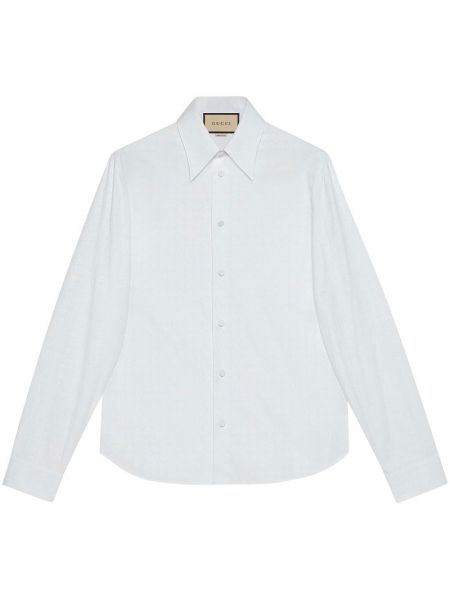 Camicia a punta appuntita in tessuto jacquard Gucci bianco