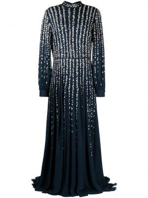 Hedvábné večerní šaty Oscar De La Renta modré