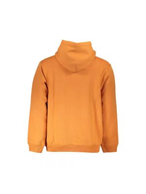Sweter z kapturem z nadrukiem Napapijri pomarańczowy