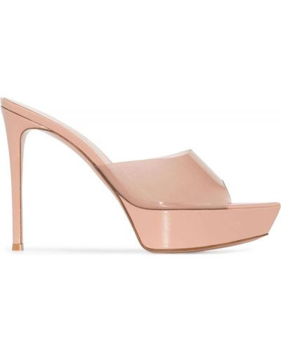 Mules à plateforme à bouts pointus Gianvito Rossi beige