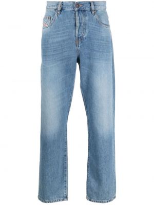 Straight leg jeans ricamati Diesel blu