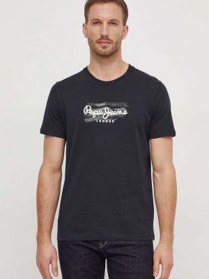 Koszulka bawełniana z nadrukiem Pepe Jeans czarna