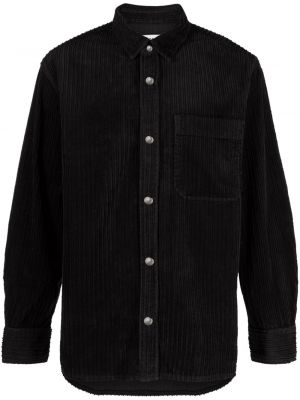 Bavlnená menčestrová košeľa Agolde čierna